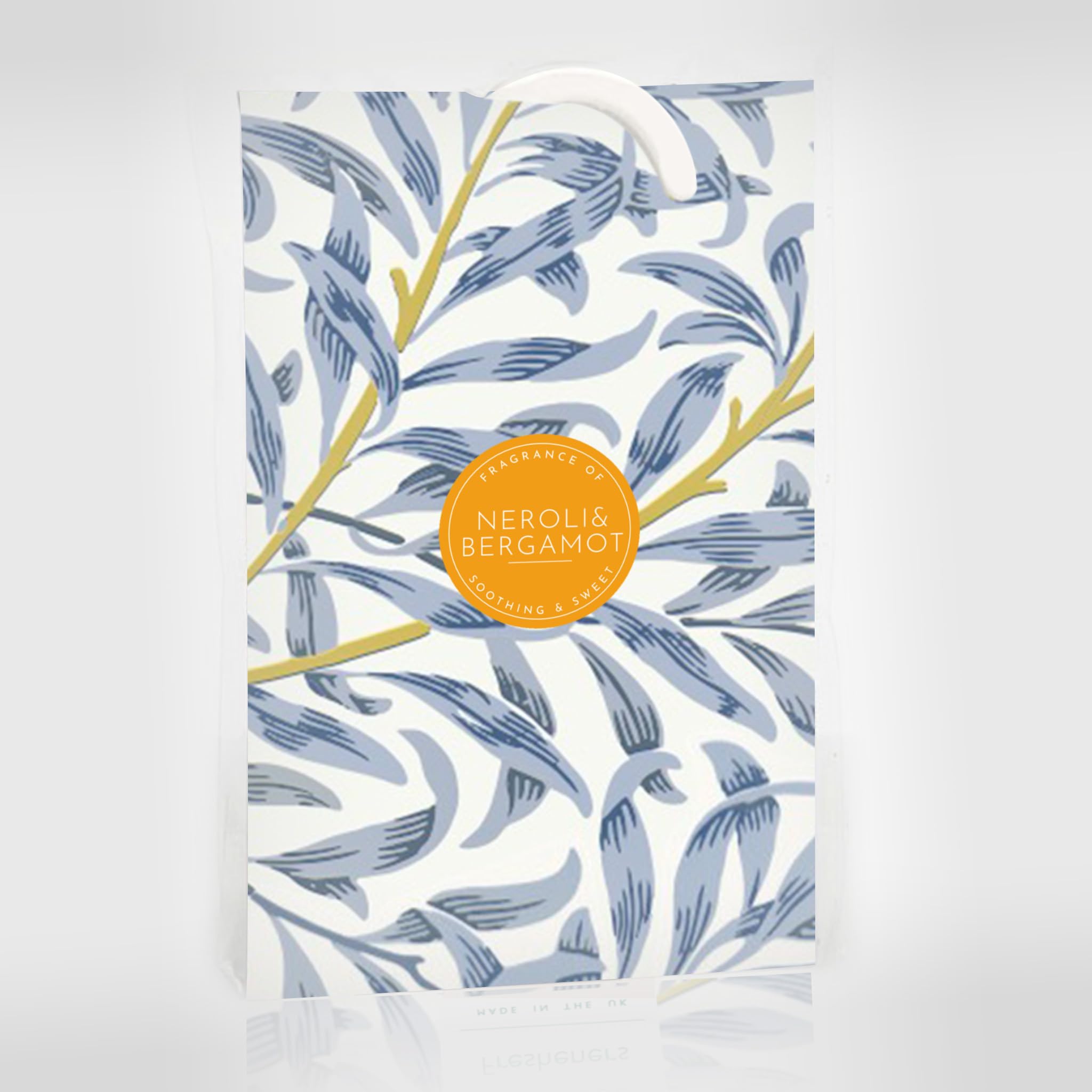 The Master Herbalist NEROLI & BERGAMOT Scented Wardrobe Freshener in a WILLIAM MORRIS Inspired WILLOW Design | Contains Essential Oils | PACK OF 1 | Made in the UK.