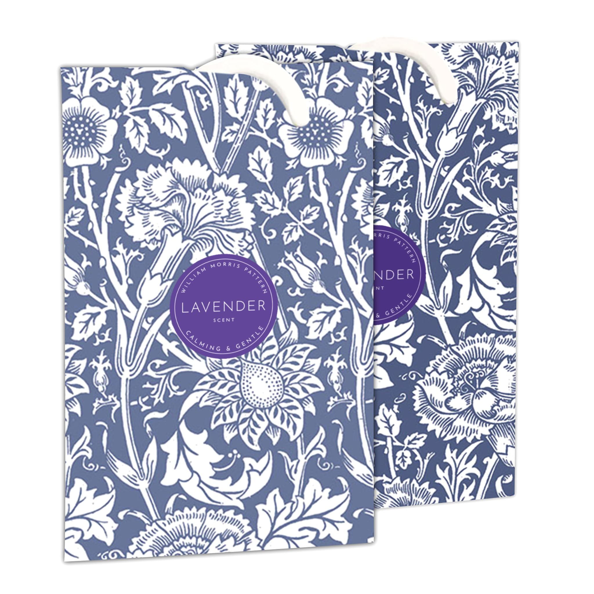 The Master Herbalist LAVENDER Scented Wardrobe Freshener Sachets in a WILLIAM MORRIS Design in BLUE | Pack of 2