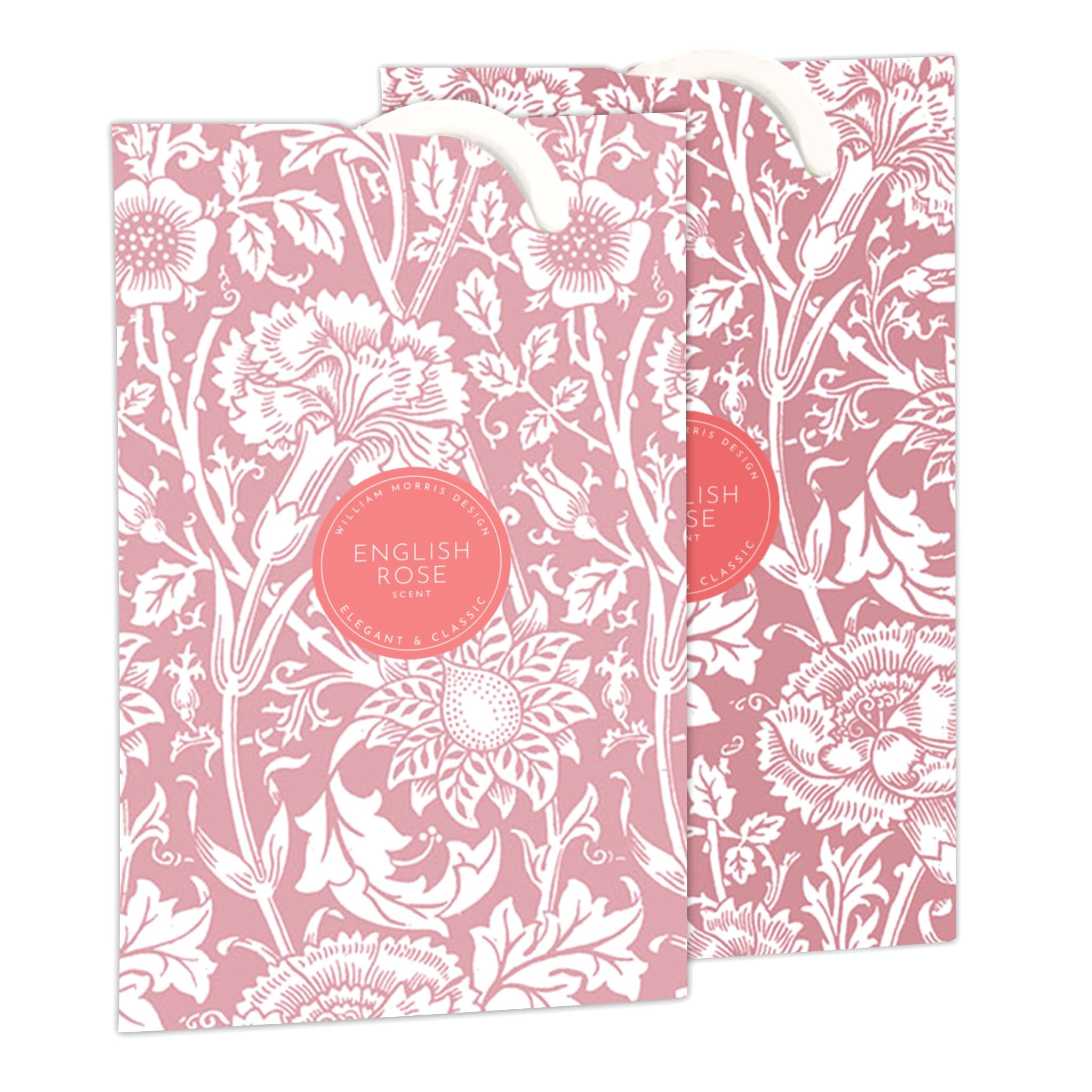 The Master Herbalist Fragrant ROSE Scented Wardrobe Freshener Sachets in a WILLIAM MORRIS Design in PINK | Pack of 2