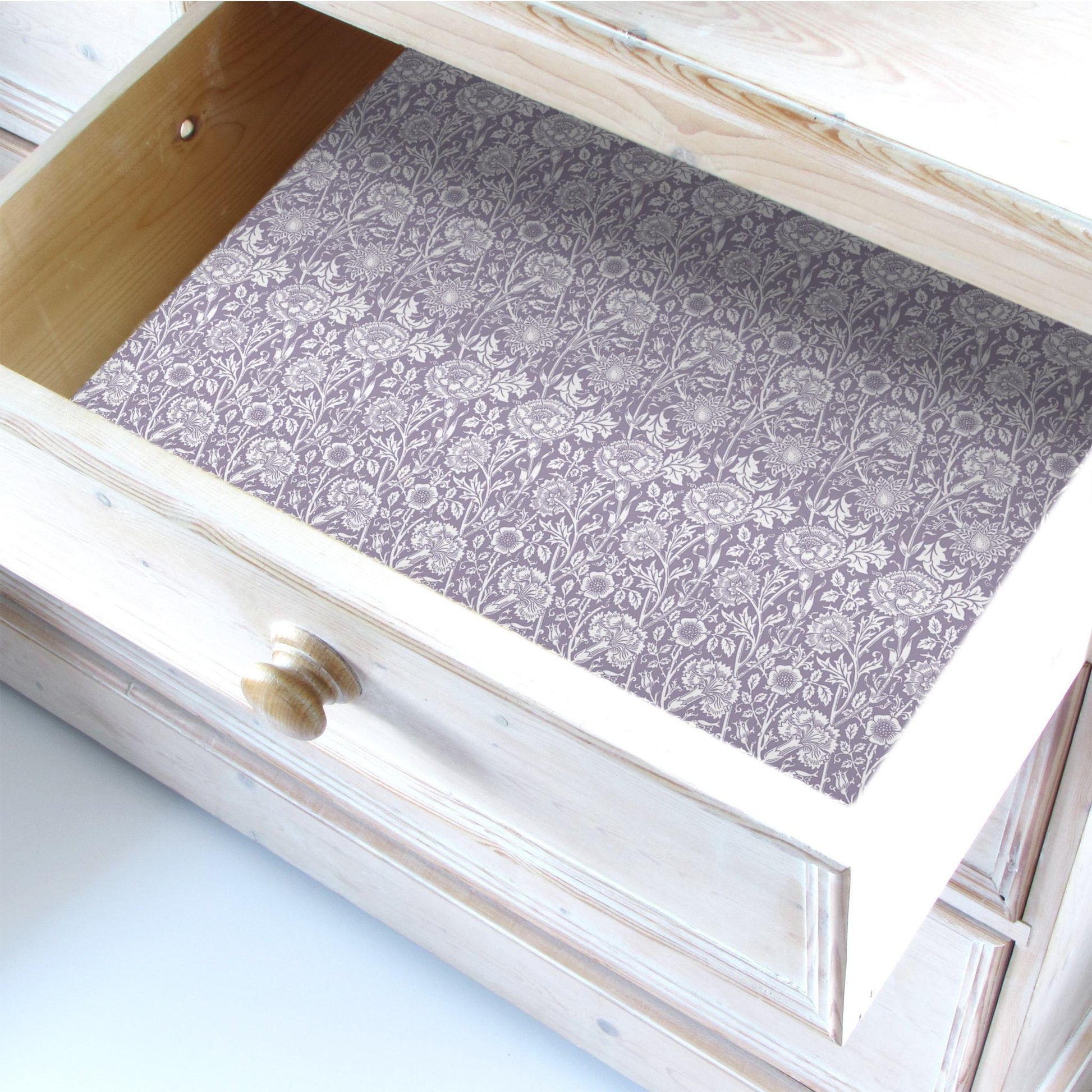 Simply Drawer Liners LILAC fragrance SCENTED Drawer Liners in PURPLE William Morris Design. Made in Britain.